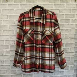 Red & White Plaid Button Top | XL